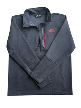 The North Face Men’s Charcoal Gray Fleece Full Zip Jacket Red Accents